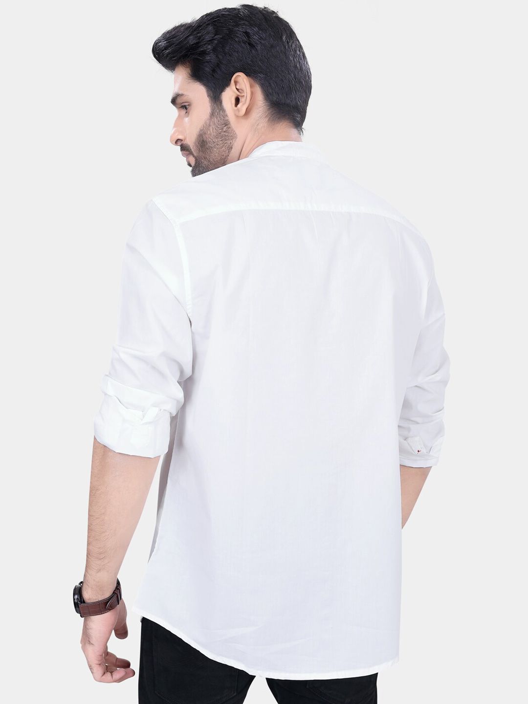 VASTRADO Classic Mandarin Collar Long Sleeves Slim Fit Casual Shirt