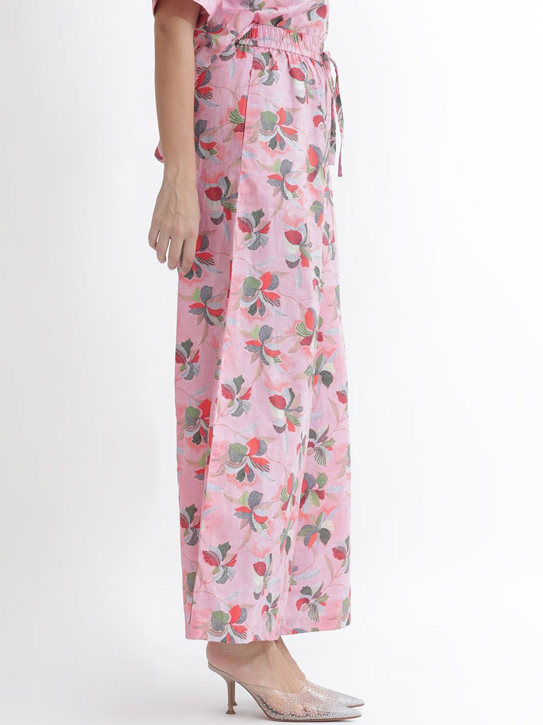 RAREISM Women Floral Printed High Rise Cotton Parallel Trousers
