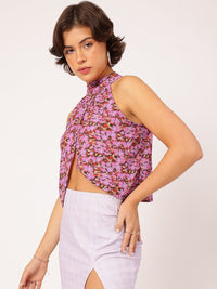 DressBerry Ditsy Florals Overlap Front Slit Top