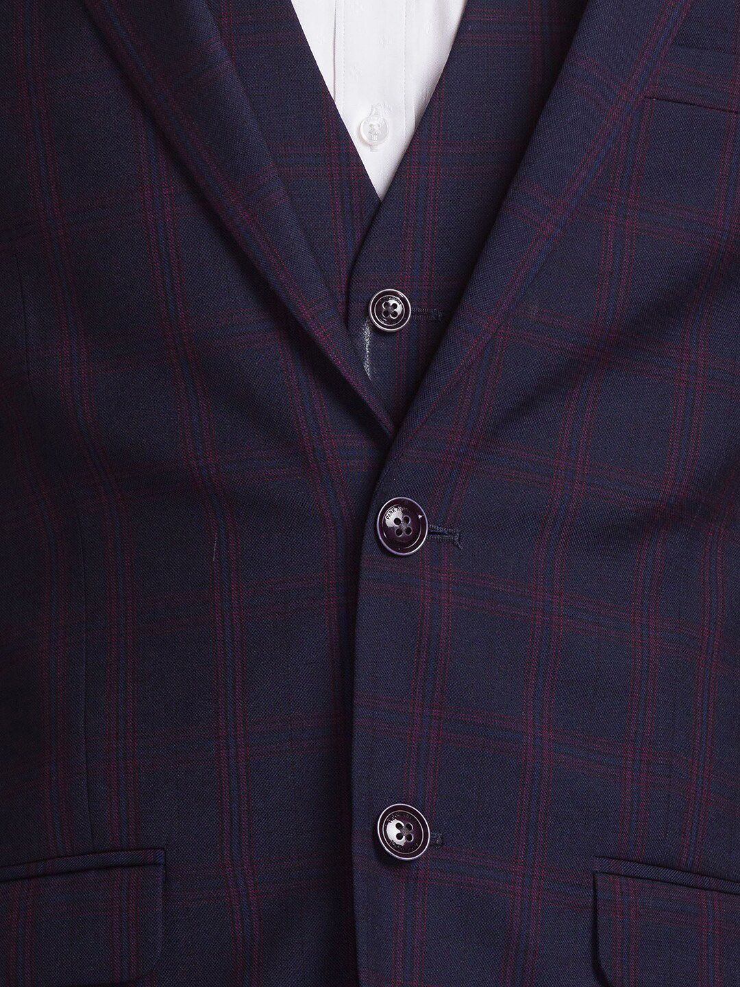 Park Avenue Men Checked Single-Breasted Super Slim-Fit 3-Piece Formal Suit