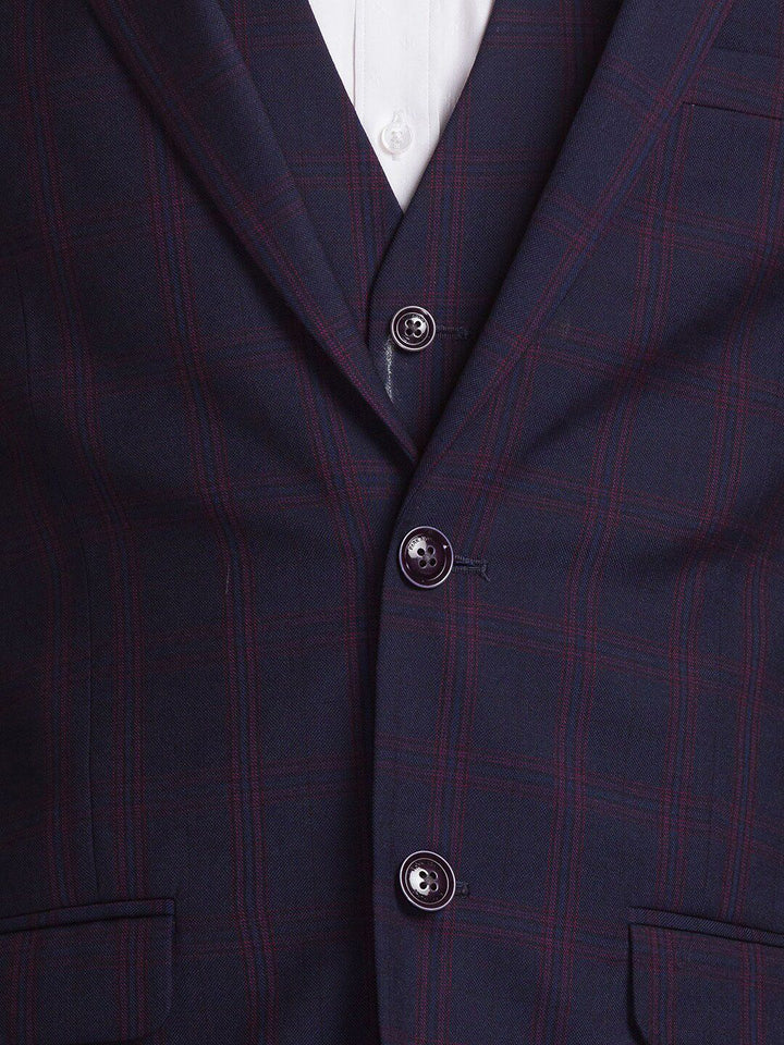 Park Avenue Men Checked Single-Breasted Super Slim-Fit 3-Piece Formal Suit