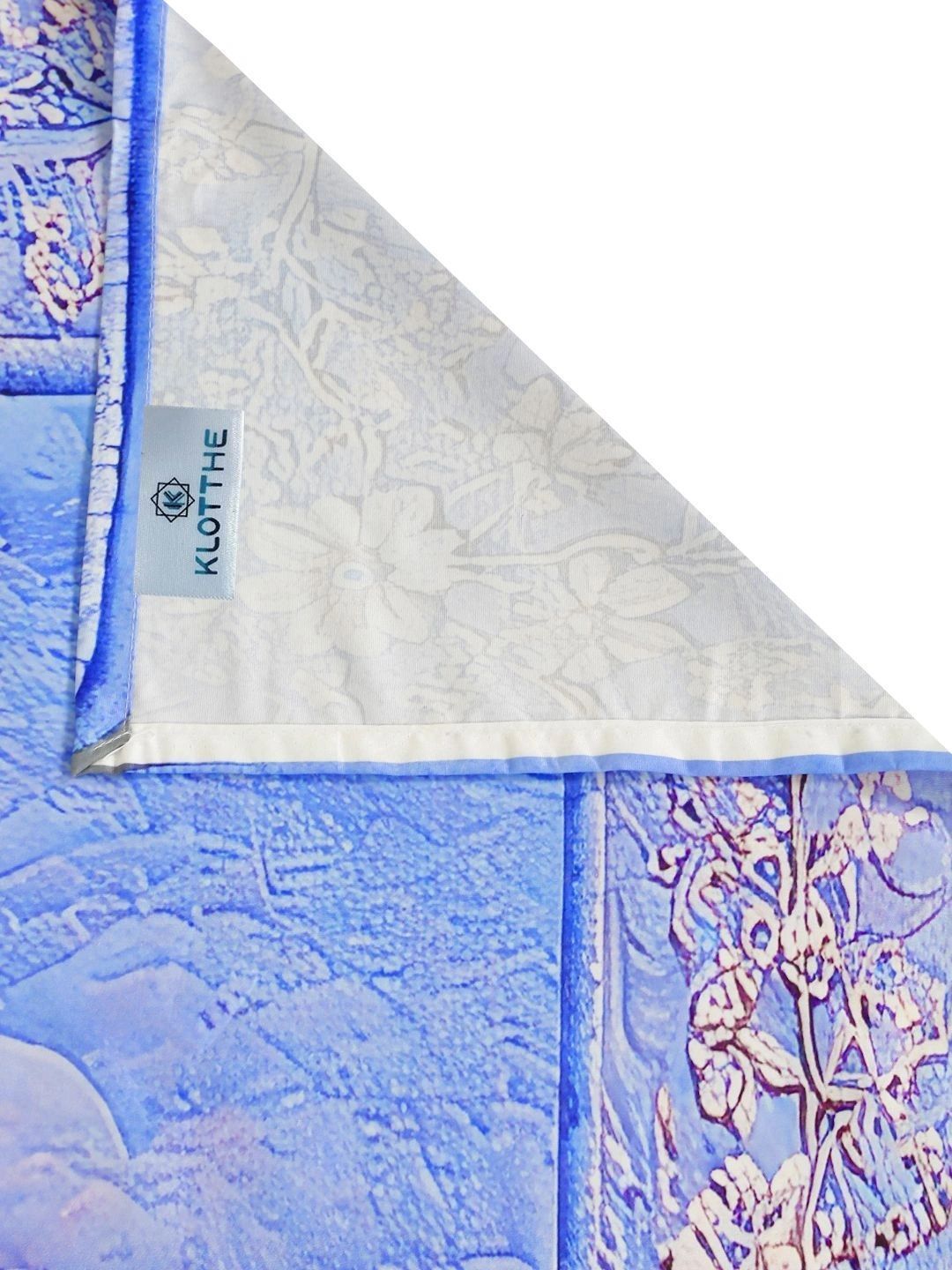 KLOTTHE Purple & Blue Floral 400 TC King Bedsheet with 2 Pillow Covers