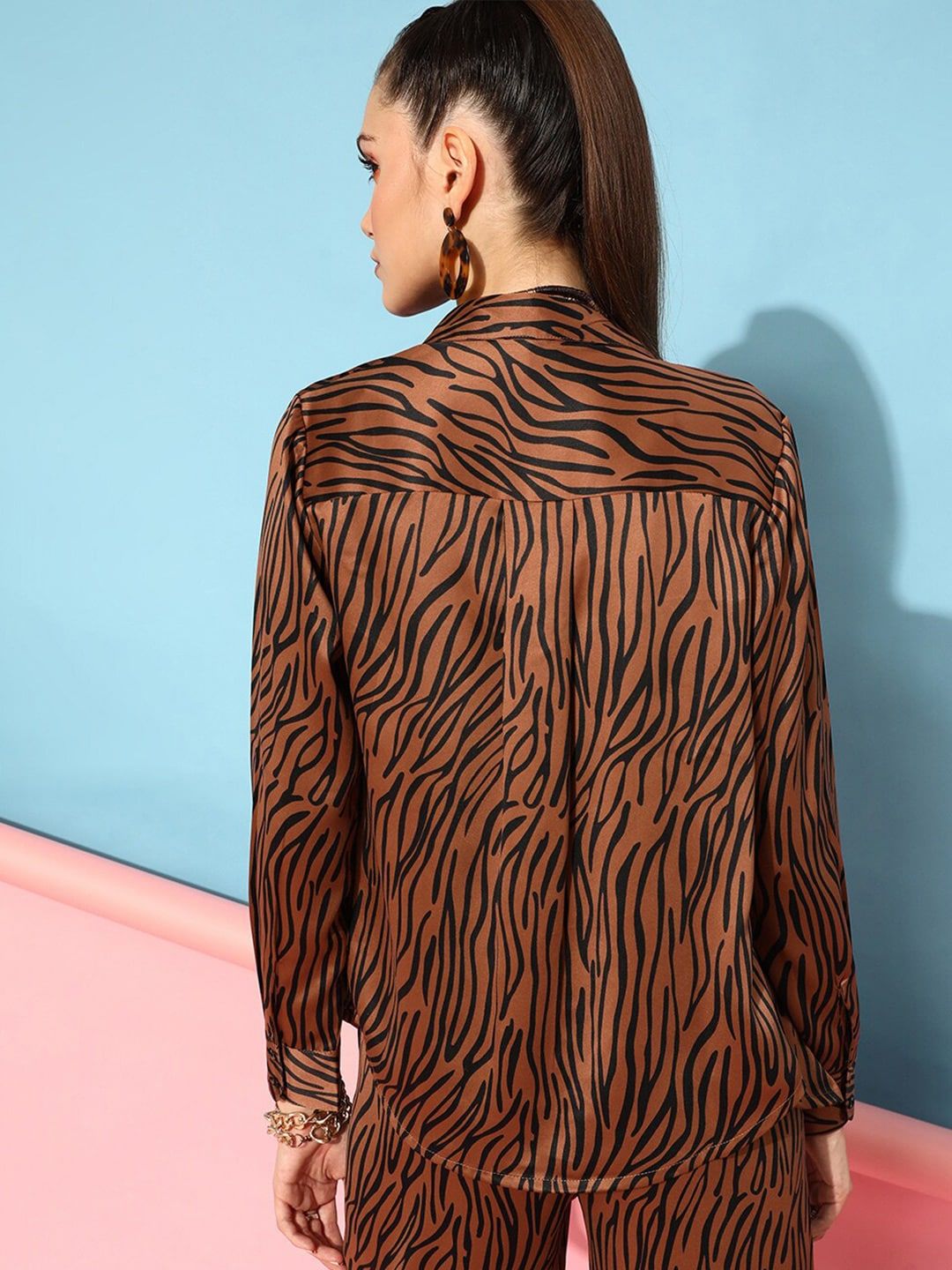 STREET 9 Animal Printed Satin Finish Regular Fit Shirt