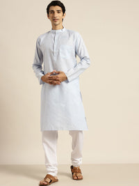 SOJANYA Lelaki Biru & Putih Pure Cotton Striped Kurta
