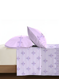 MYTRIDENT Lilac Affair Soft Comfort Flat 210TC King Pure Cotton Bedsheet Set