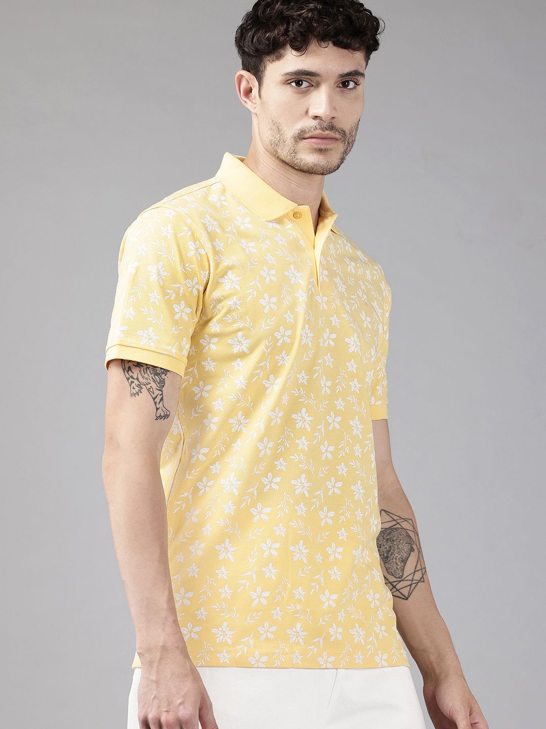 Park Avenue Floral Printed Polo Collar T-shirt