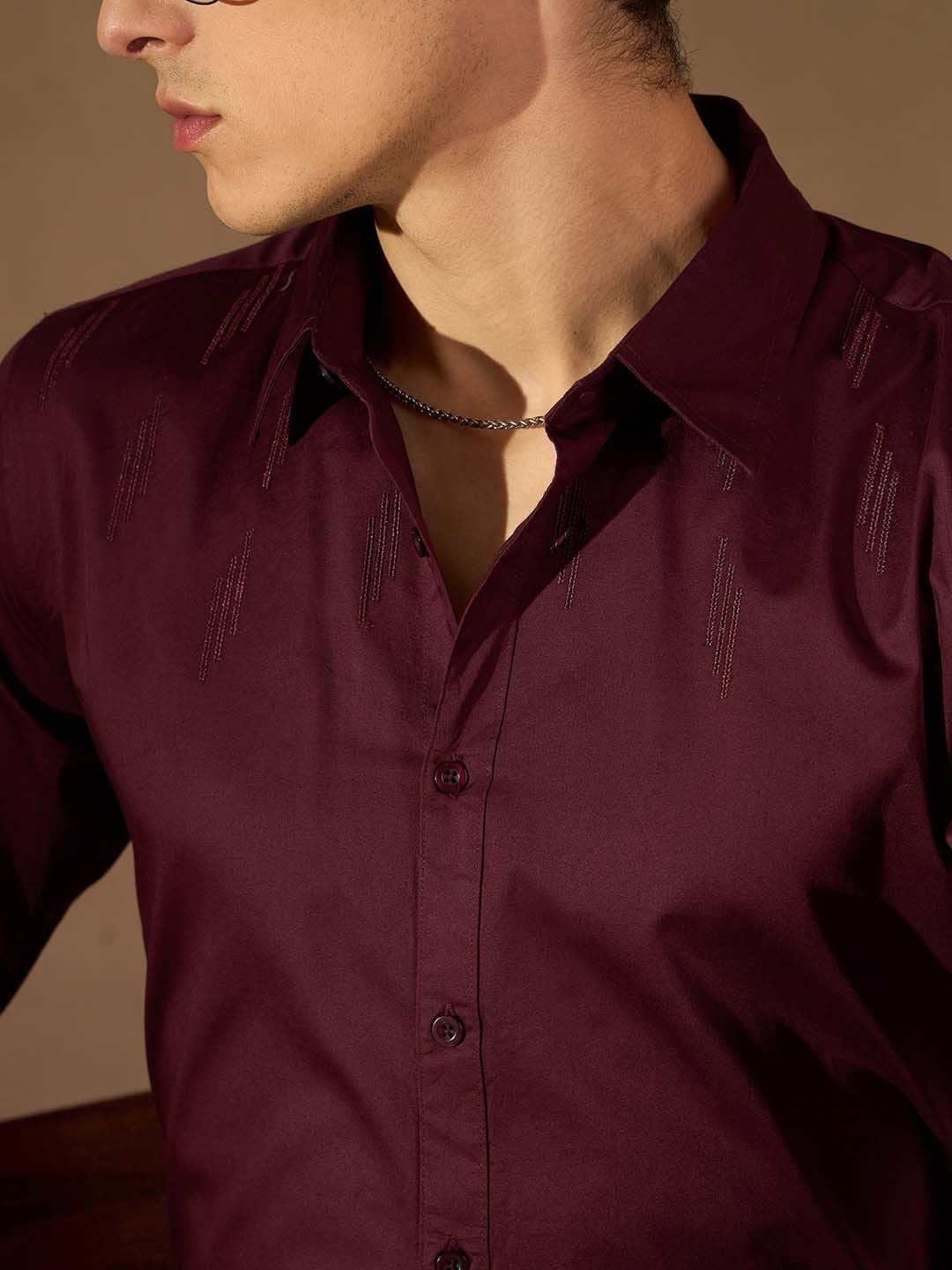 DENNISON Smart Slim Fit Spread Collar Cotton Shirt
