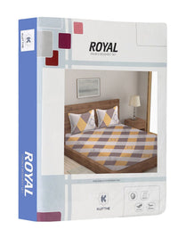 KLOTTHE Yellow Geometric Polycotton 300 TC King Halus Cadar dengan 2 Sarung Bantal-98 x 87 inci