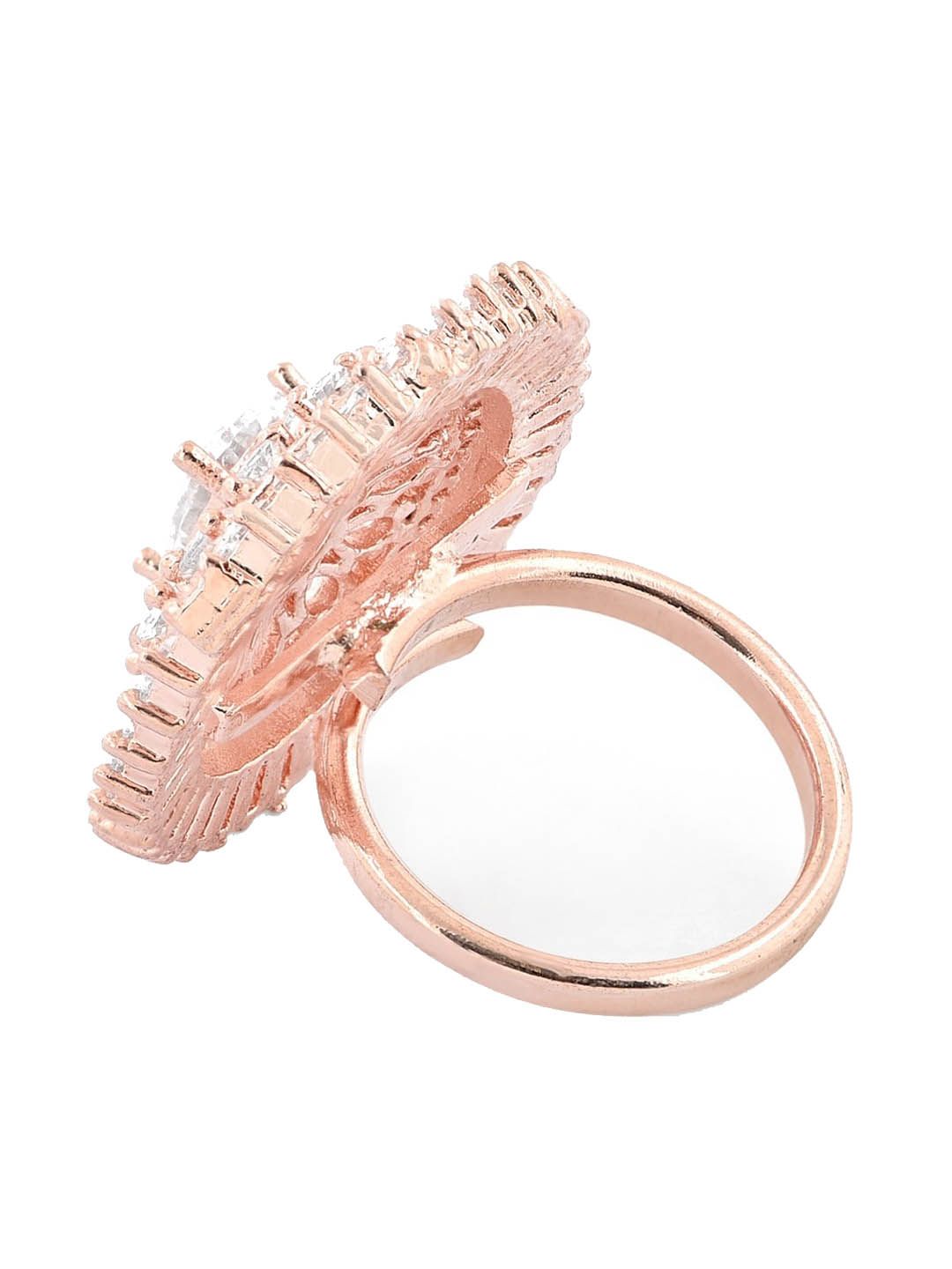 Cincin Jari Boleh Laras Zaveri Pearls Rose Saduran Emas CZ