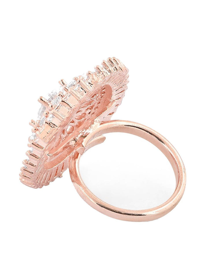Cincin Jari Boleh Laras Zaveri Pearls Rose Saduran Emas CZ