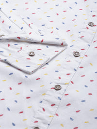 The Indian Garage Co Men White & Red Printed Pure Cotton Casual Shirt