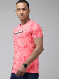 SPYKAR Pure Cotton Abstract Printed Slim Fit T-shirt