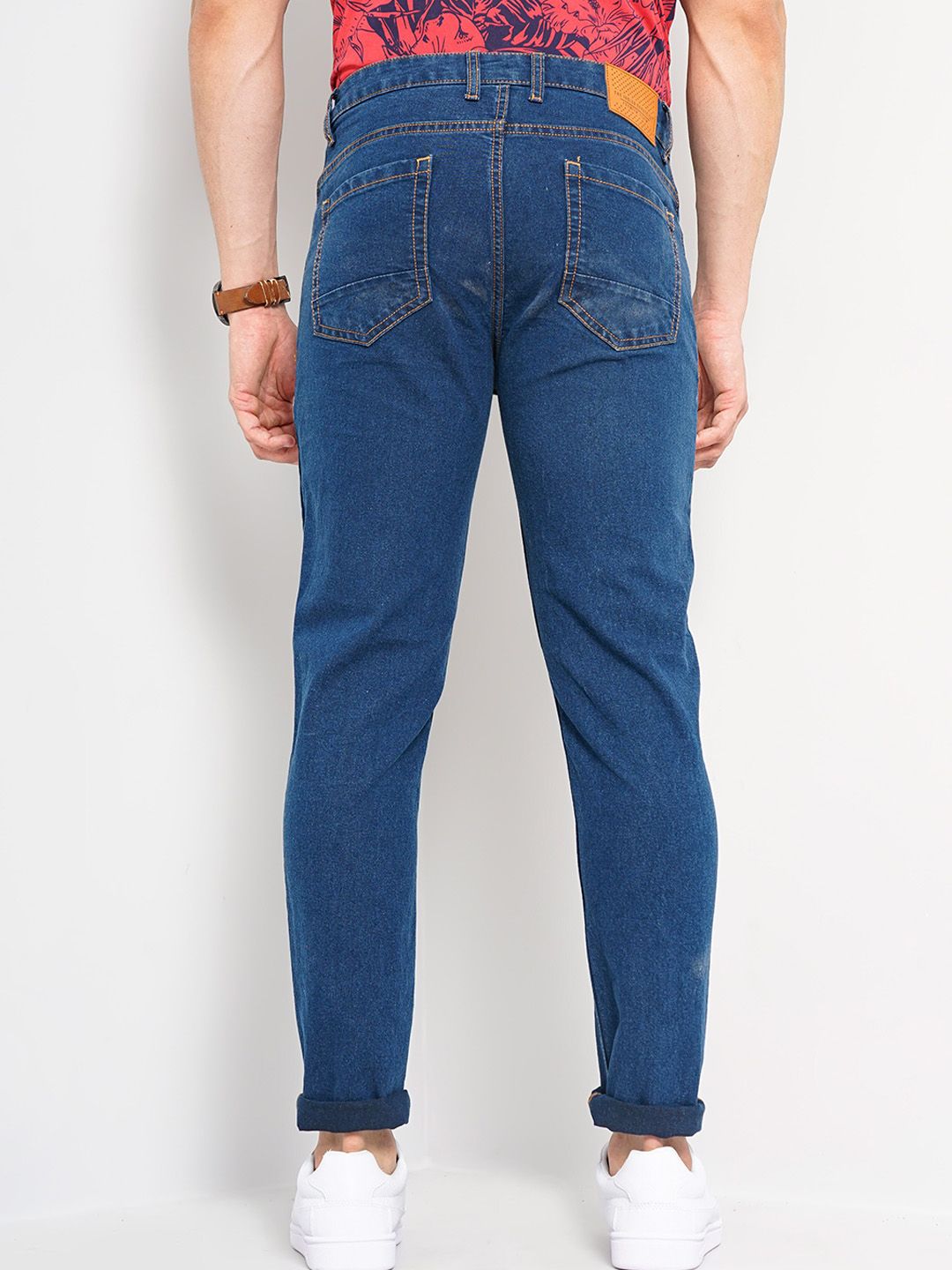The Indian Garage Co Men Navy Blue Mid-Rise Slim Fit Clean Look Stretchable Jeans