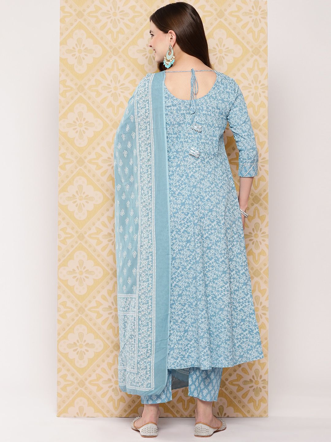 KALINI Women Ethnic Motifs Printed Regular Pure Cotton Kurta with Trousers & Dupatta