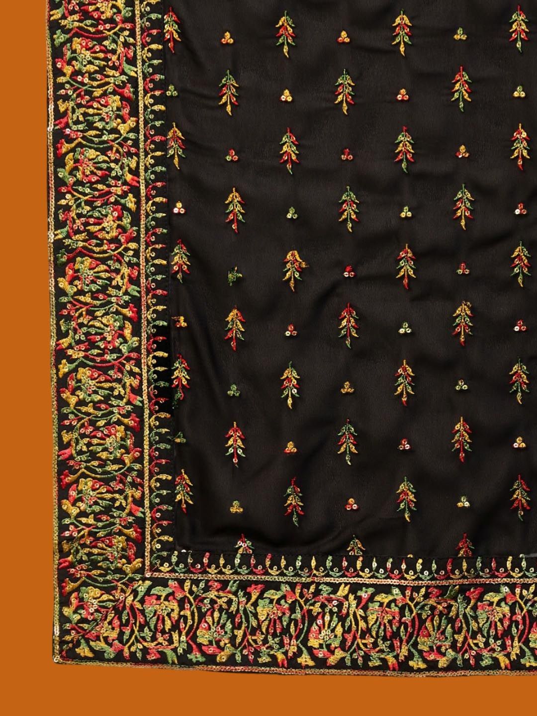 KALINI Ethnic Motifs Embroidered Thread Work Straight Kurta with Trousers & Dupatta