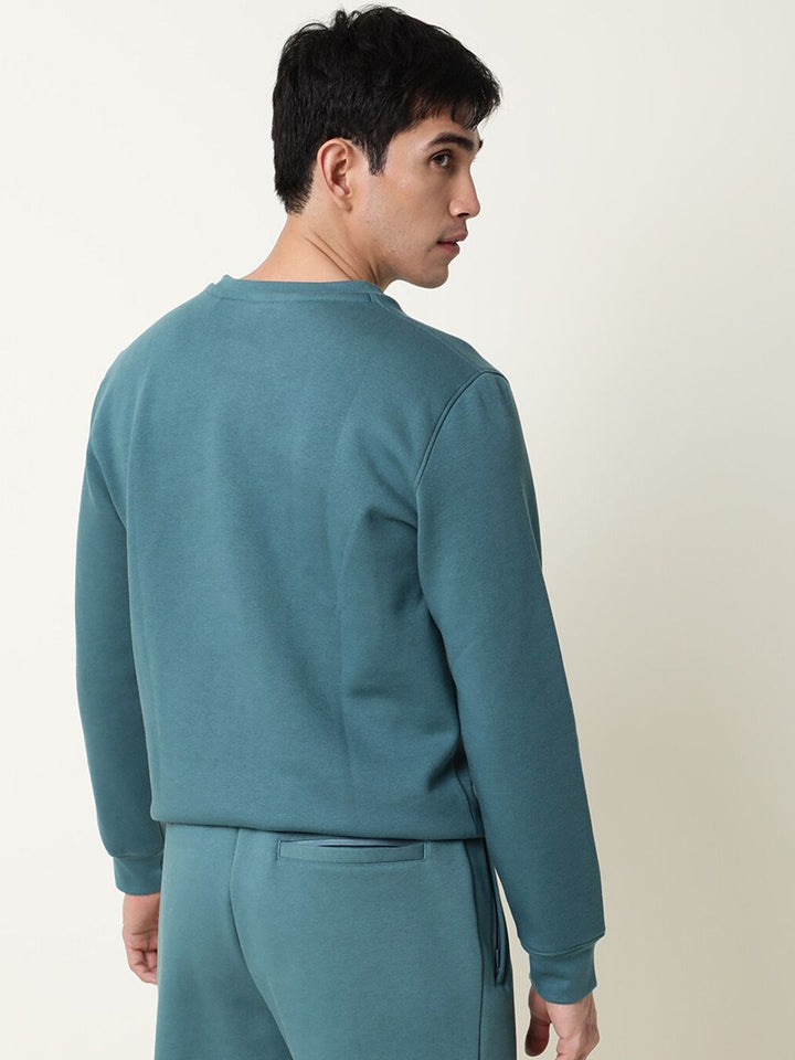 RARE RABBIT Men Loki Slim Fit Printed Round Neck Sweatshirt