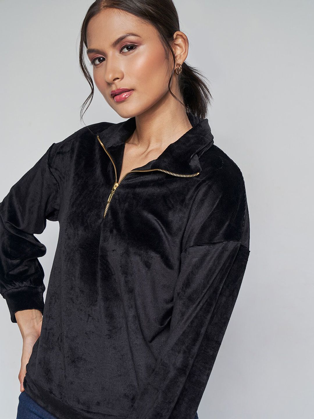 AND Shirt Collar Long Sleeves Sweatshirt