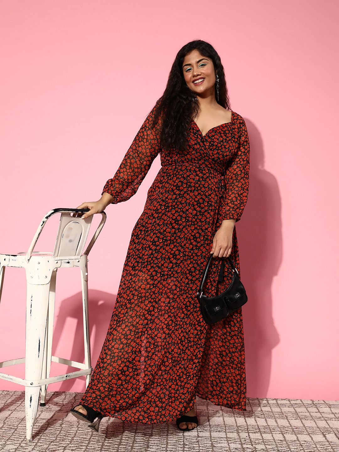 Berrylush Curve Plus Saiz Pakaian Maxi Georgette Saiz Floral