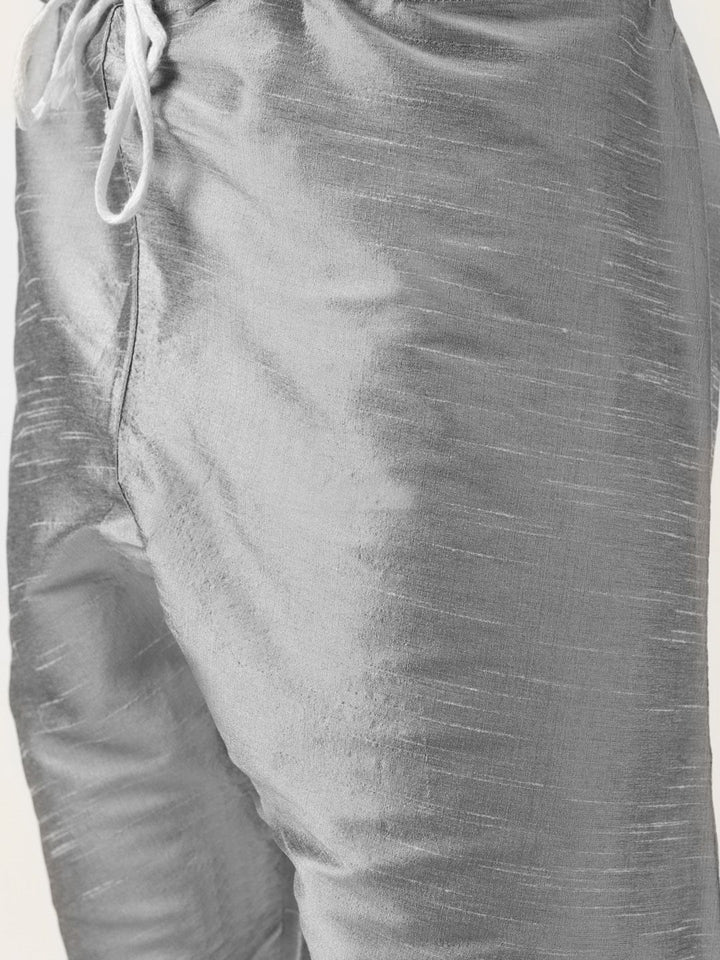 SOJANYA Men Grey & Rust Orange Kurta with Churidar