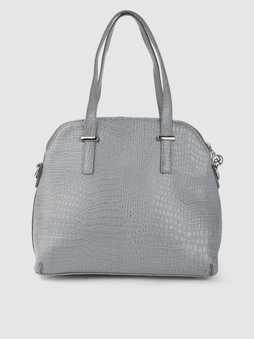 Lino Perros Grey Snakeskin Textured PU Structured Handheld Bag