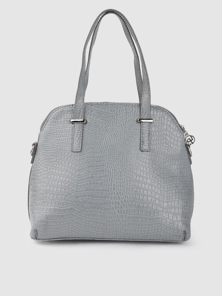 Lino Perros Grey Snakeskin Textured PU Structured Handheld Bag