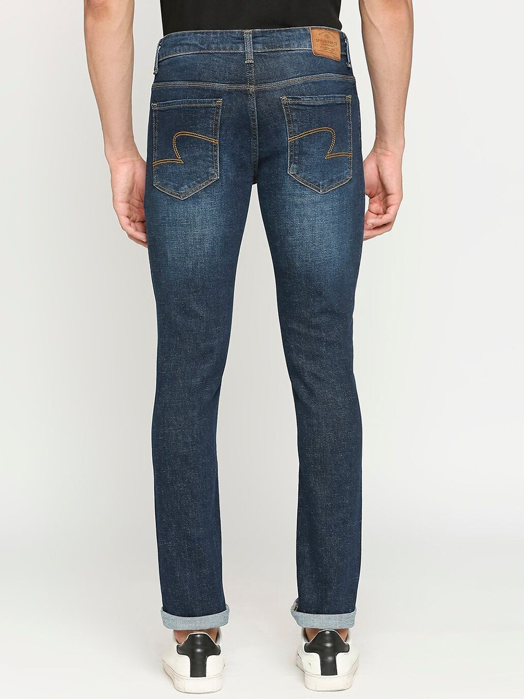 SPYKAR Men Low-Rise Heavy Fade Whiskers & Chevrons Slim Fit Jeans