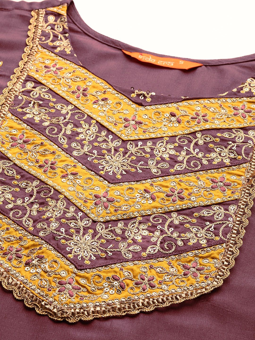 Indo Era Embroidered Regular Sequinned Kurta with Trousers & Dupatta