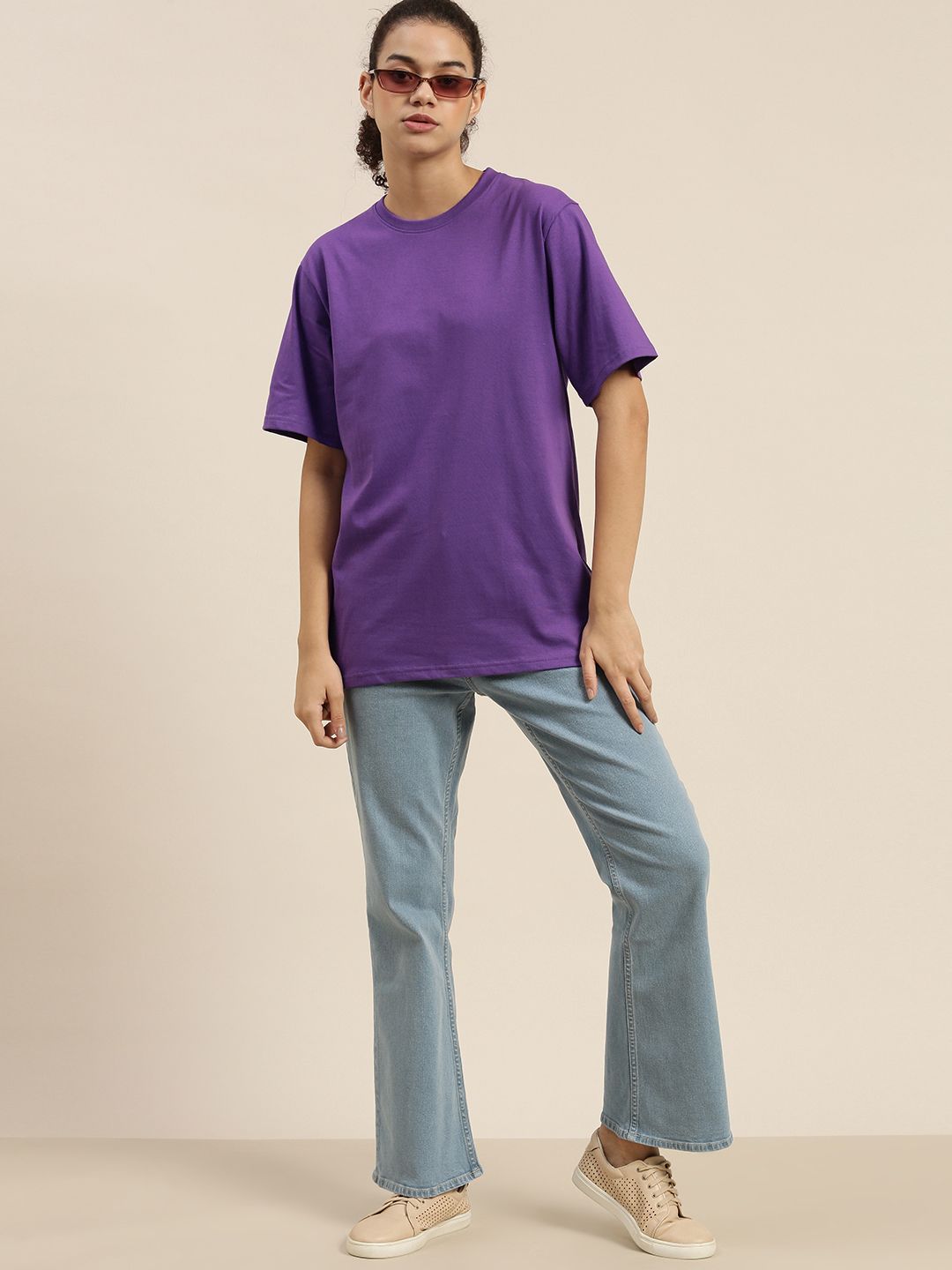 DILLINGER Women Violet Loose Pure Cotton T-shirt