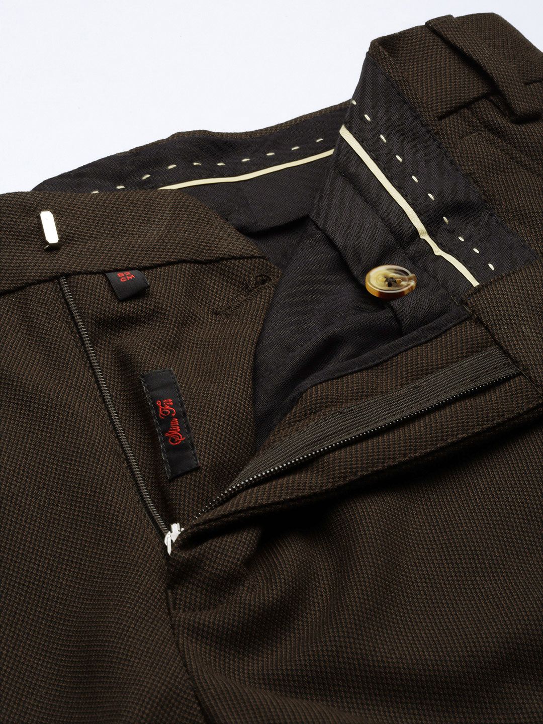 Raymond Men Brown Flat-Front Solid Formal Trousers