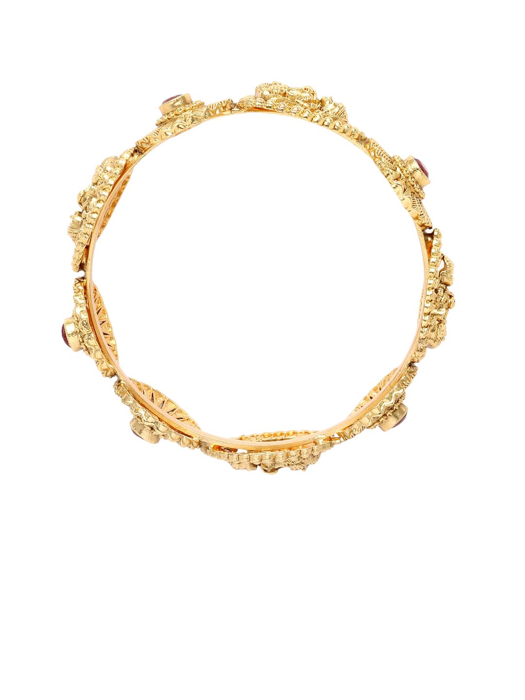 KARATCART Set Of 2 Gold-Plated Kundan-Studded Bangles