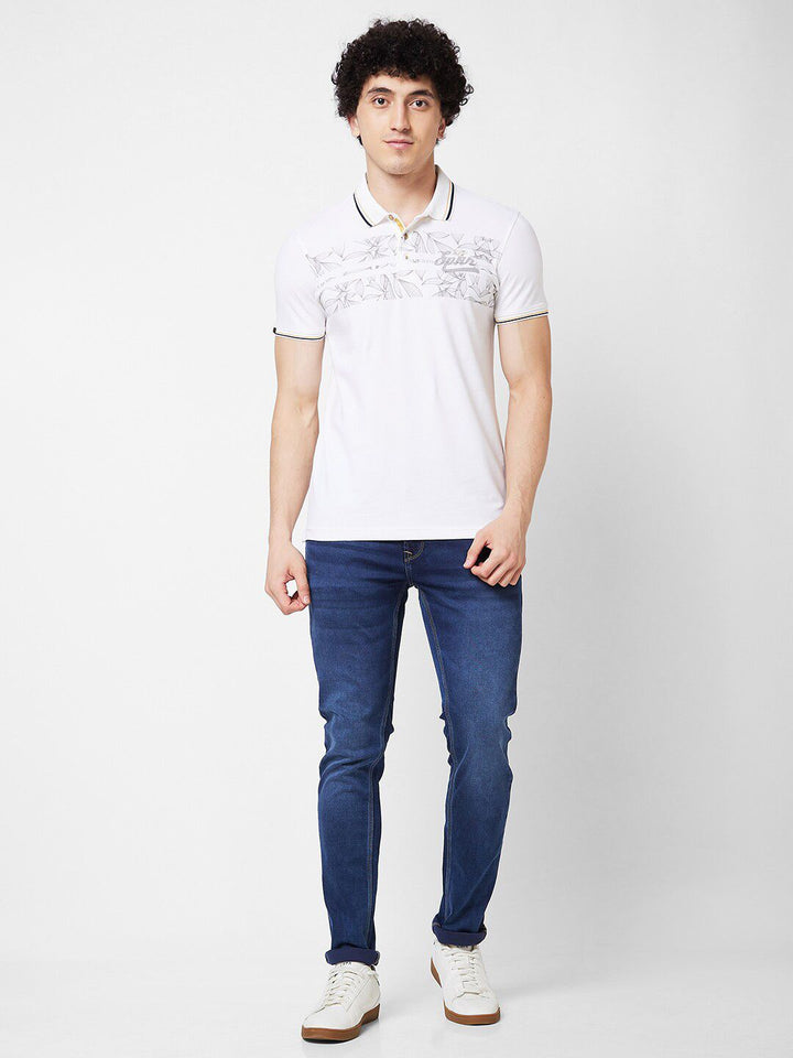 SPYKAR Self Design Polo Collar Cotton Slim Fit T-shirt