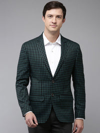 Park Avenue Checked Notched Lapel Slim Fit Single Breasted Formal Blazer