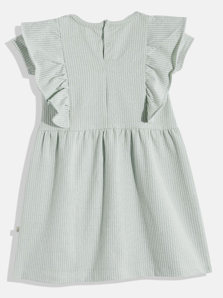 Happy Faces Girls Striped Ruffled Fit & Flare Pure Cotton Dress