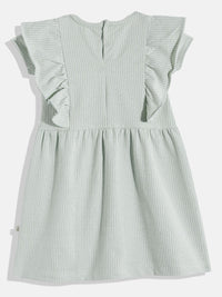 Happy Faces Girls Striped Ruffled Fit & Flare Pure Cotton Dress