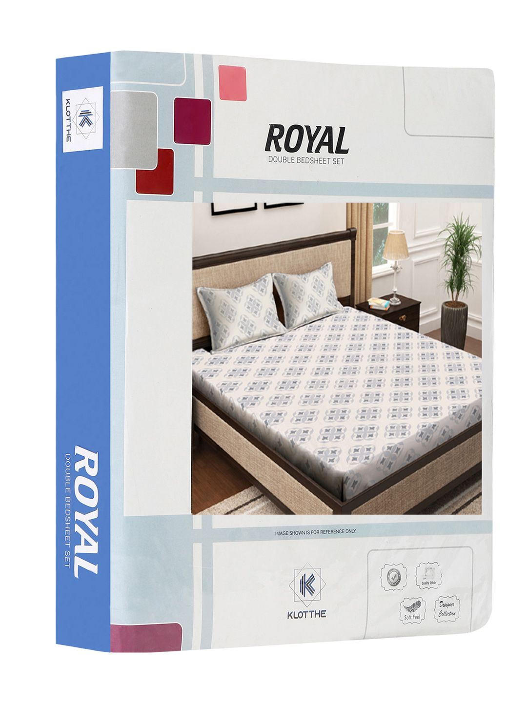 KLOTTHE Grey Geometric Printed 400 TC Double King Bedsheet with 2 pillow covers