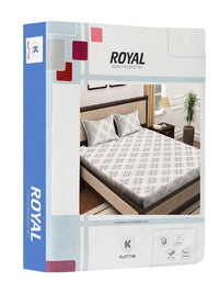 KLOTTHE Grey Geometric Printed 400 TC Double King Bedsheet with 2 pillow covers