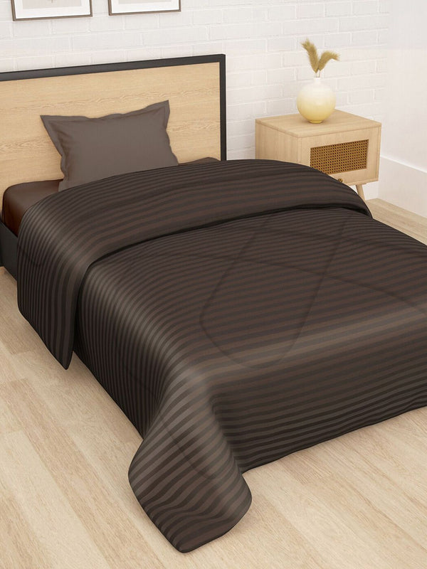 Story@home Brown Striped Ac Room Reversible Single Bed Comforter