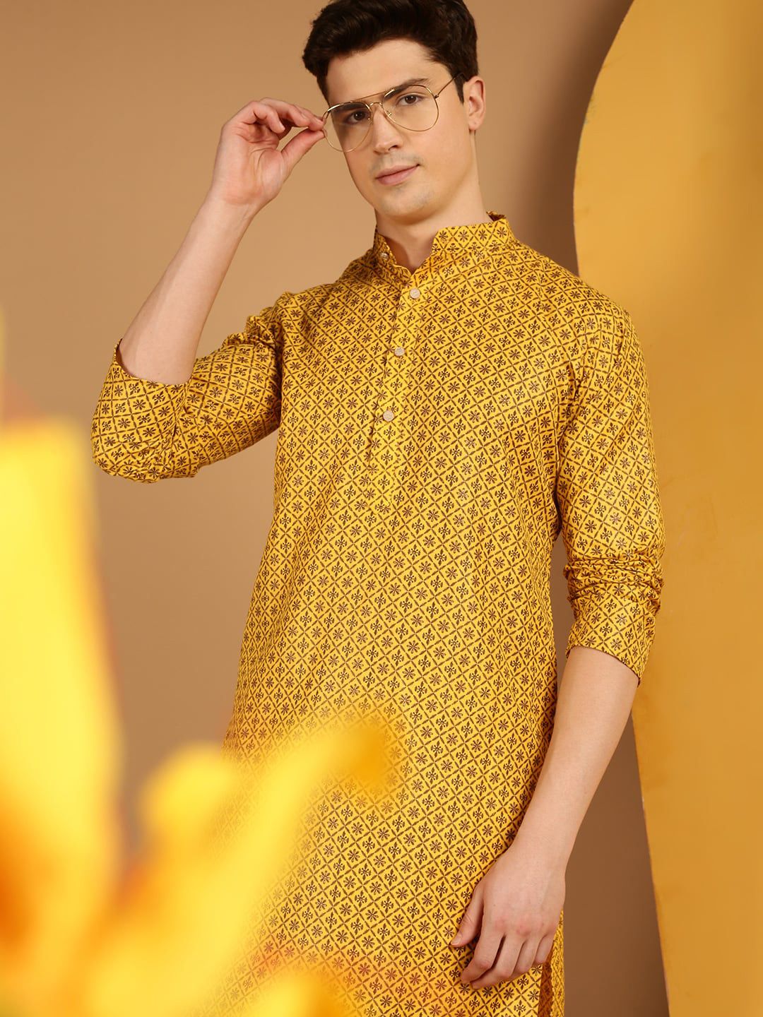 SOJANYA Kurta Kolar Bercetak Motif Etnik