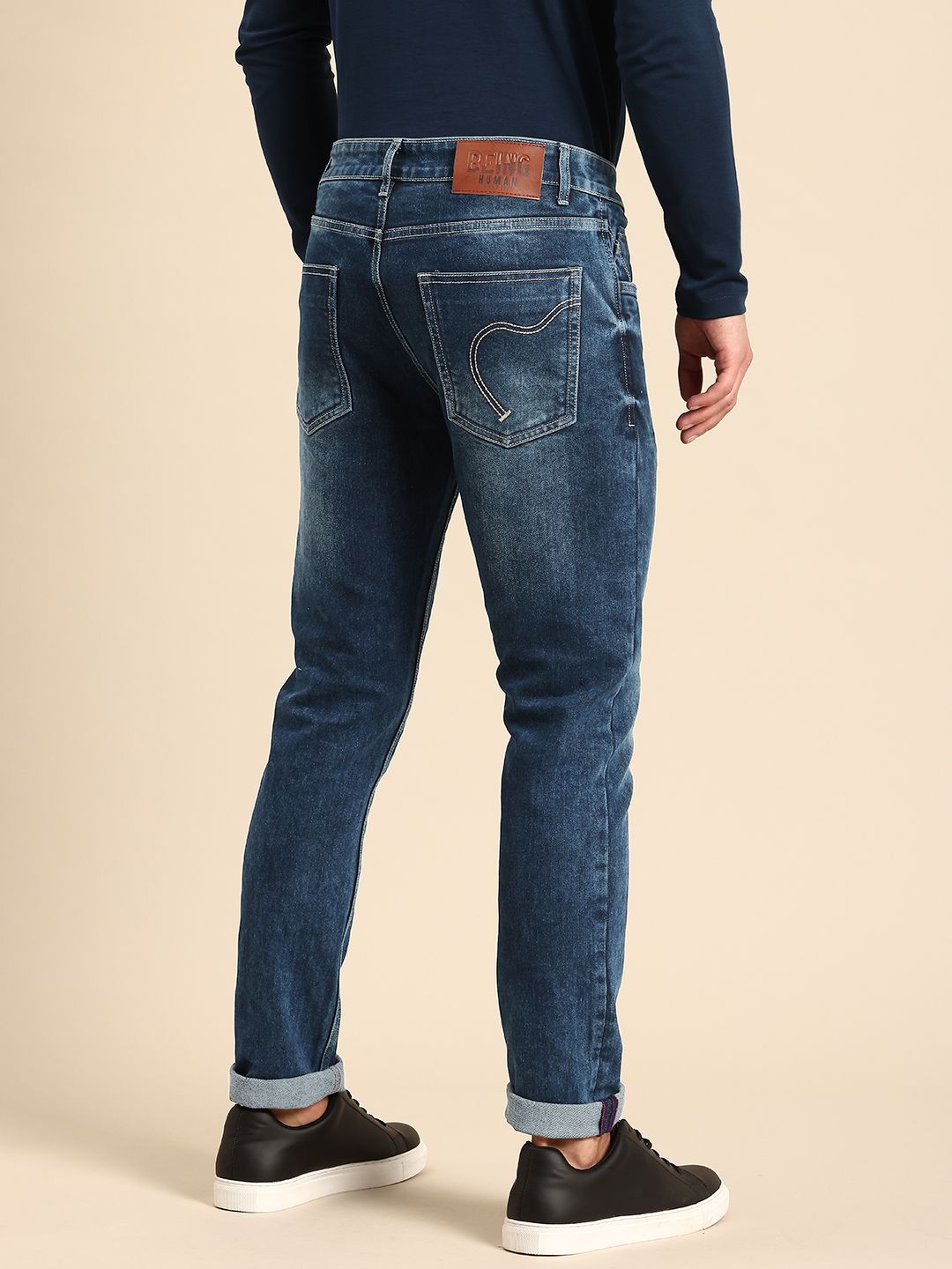 Being Human Men Slim Fit Heavy Fade Stretchable Jeans