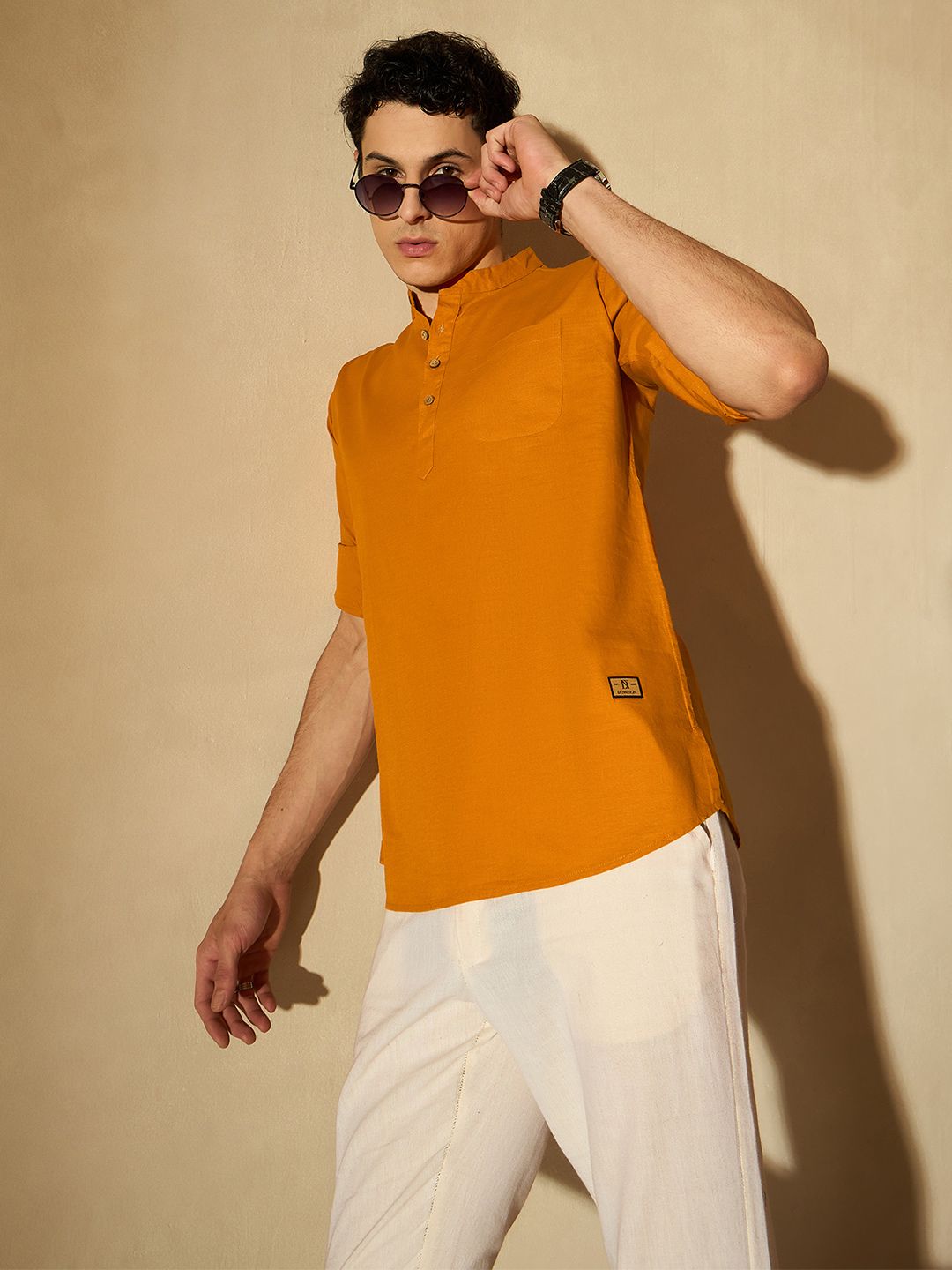 Dennison Men Comfort Orange Slim Fit pendek kurta