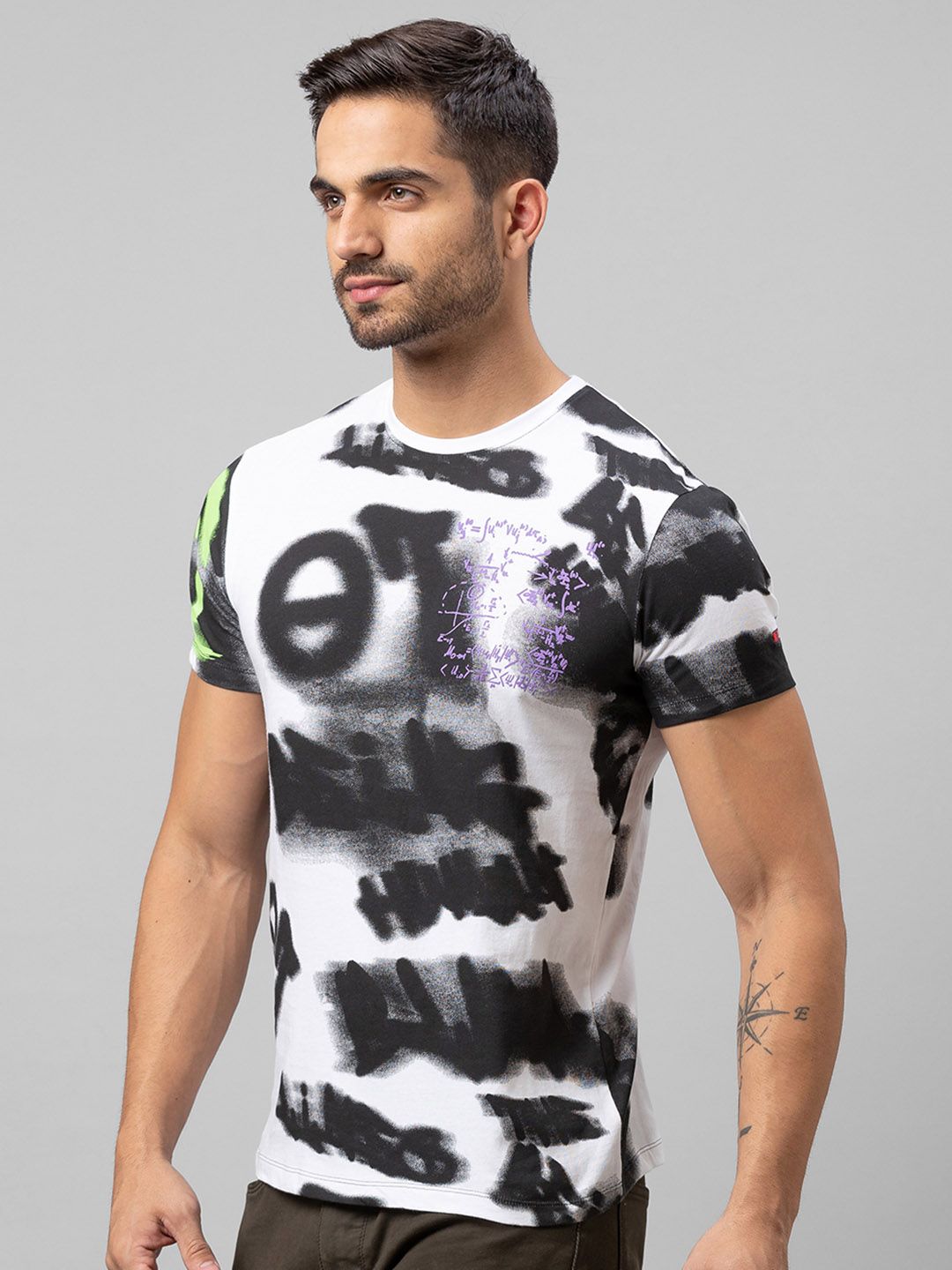 Being Human Men White Typography Printed Cotton T-shirt