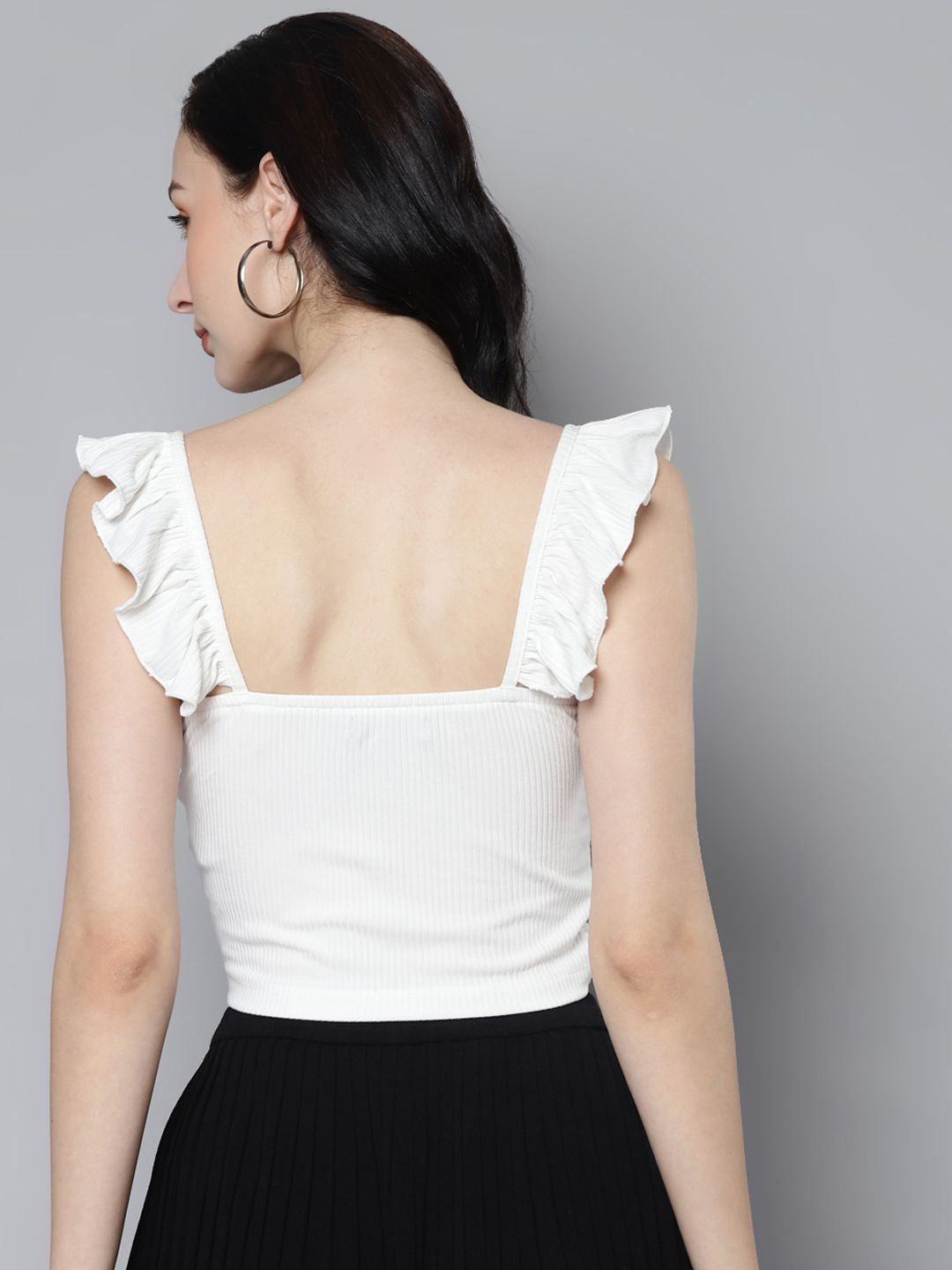 SASSAFRAS White Sweetheart Neck Crop Top