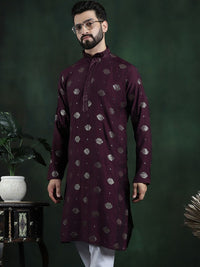 SOJANYA Motif Etnik Bersulam Kolar Mandarin Kurta Lurus Labuci