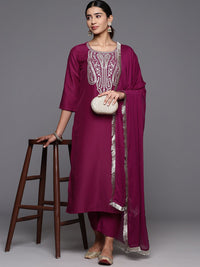 Varanga Paisley Zzari Embroidered Regular Kurta with Trousers & Dupatta