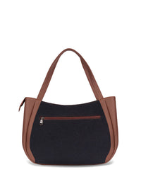 ZOUK Colourblocked Oversized Shopper Jute Shoulder Bag