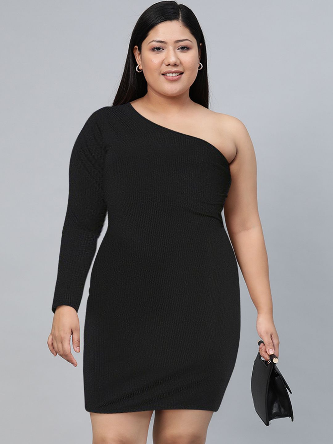 Tokyo Talkies Black One Shoulder Bodycon Dress