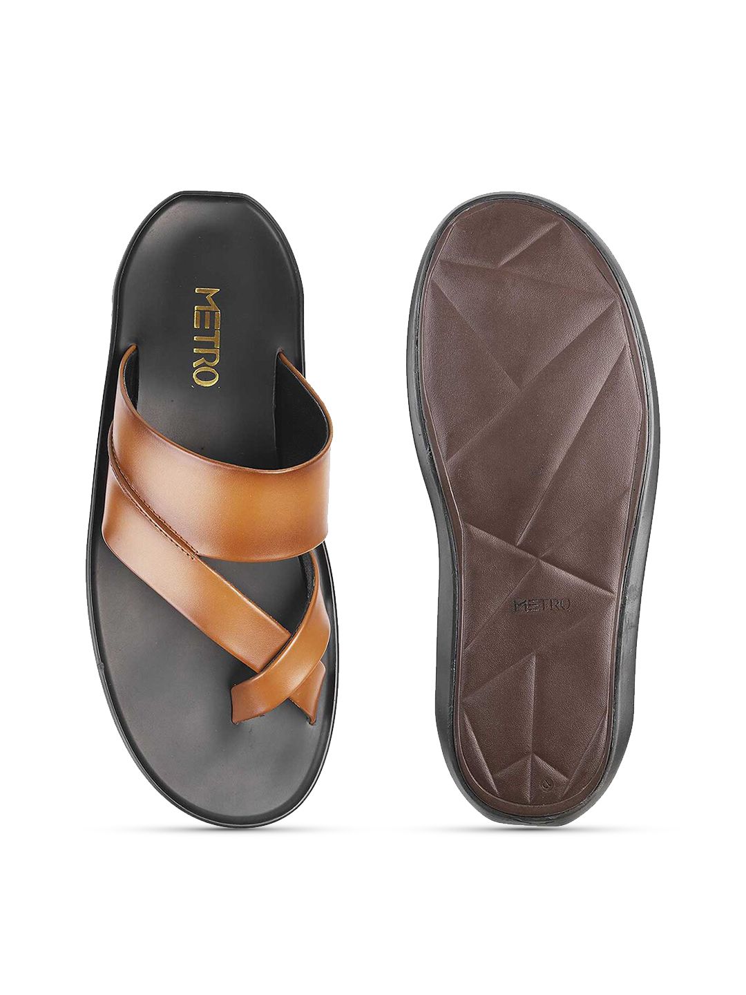 Metro Men Tan Leather Comfort Sandals