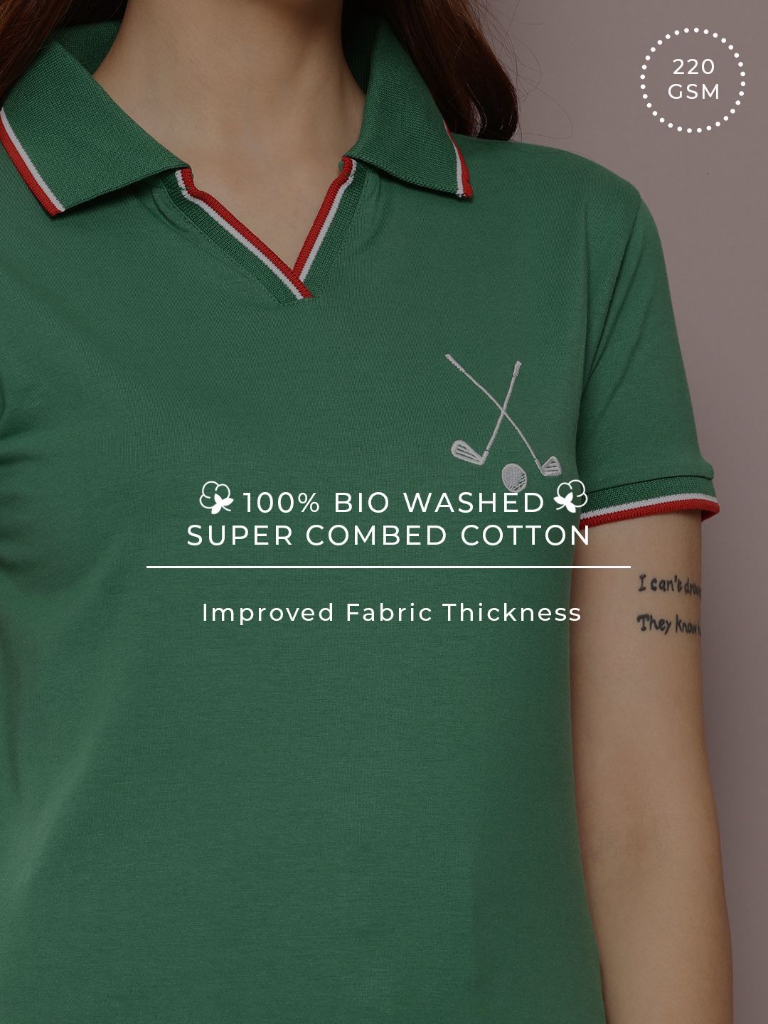 Dillinger wanita biasa fit lencana sulaman polo tshirt