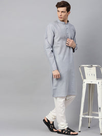 SOJANYA Men Grey Solid Straight Kurta