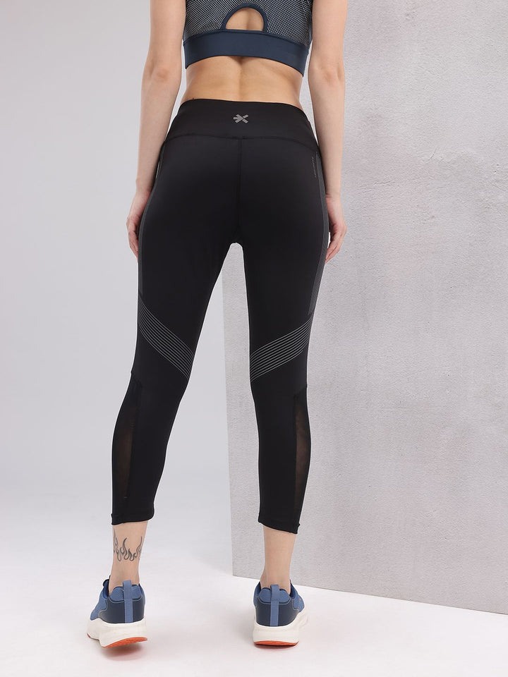 HRX by Hrithik Roshan Women Striped Mesh Rapid-Dry Cropped Training Tights